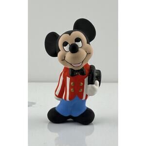 Mickey Mouse Walt Disney Productions Ceramic Figurine Red White Striped Coat 9"